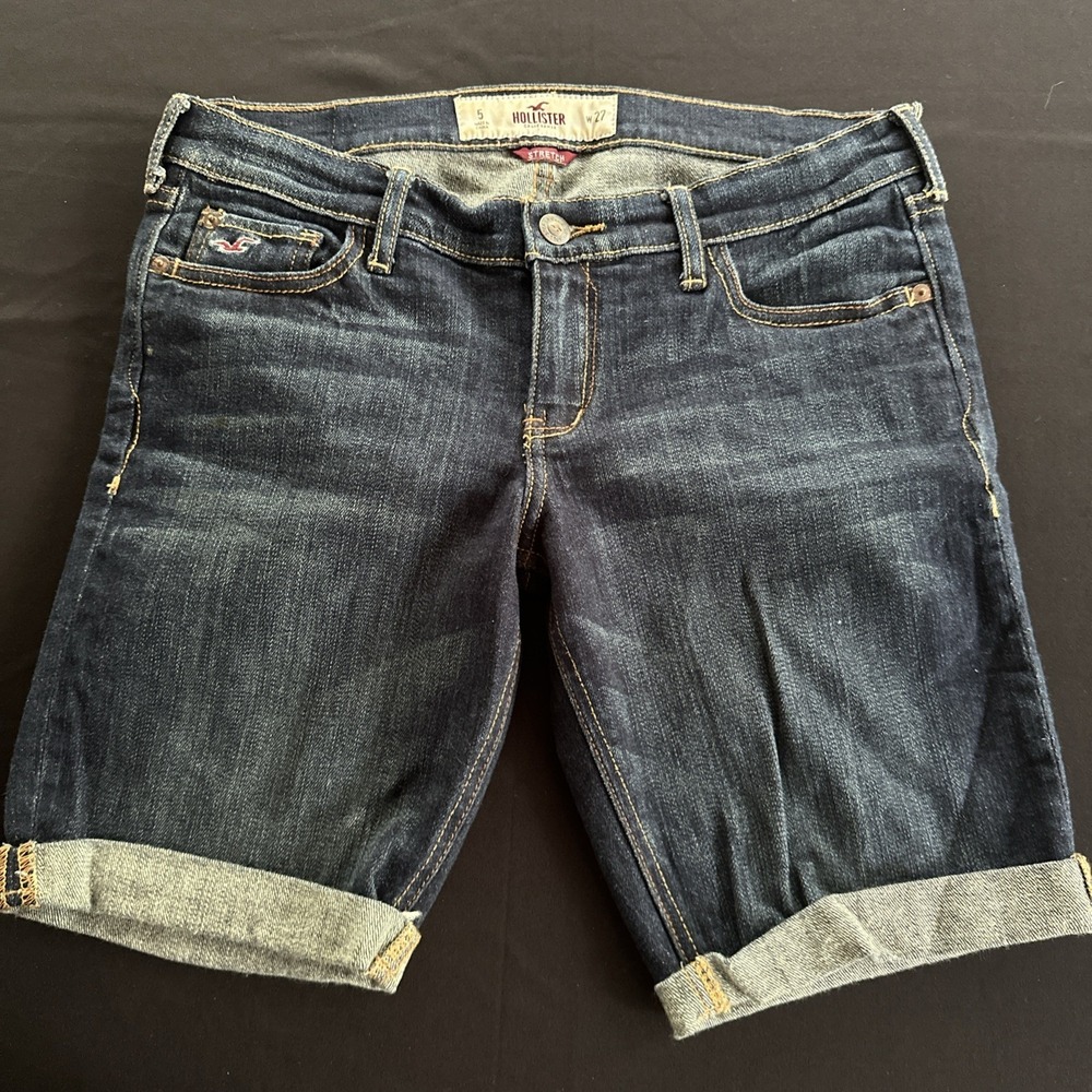 Hollister Cuffed‎ Fringed Denim Jean Shorts Size 5 Juniors